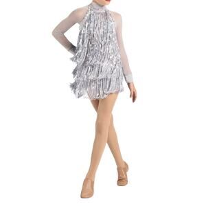 Weissman 13016 Bad Boy Good Man Silver Fringe Dance Costume Showgirl S